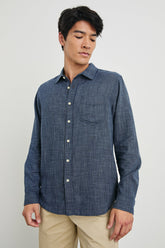 WYATT RELAXED FIT SHIRT - NAVY ETCH